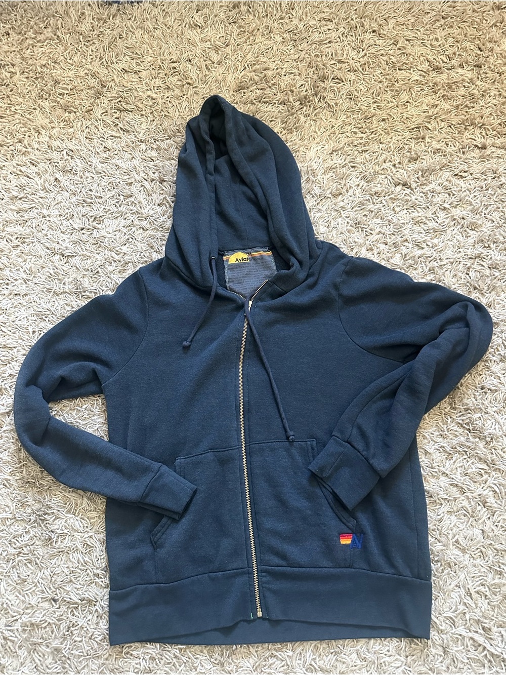 Aviator Nation Charcoal with Gold Zip Hoodie with Yellow Logo Accent